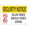 Signmission OSHA Security Sign, 7" Height, 10" Width, Rigid Plastic, Gun Free Drug Free Zone, Landscape OS-SN-P-710-L-11544 - alternate 1